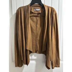 Bagatelle Collection Drape Front Faux Suede Jacket Brown Size XL